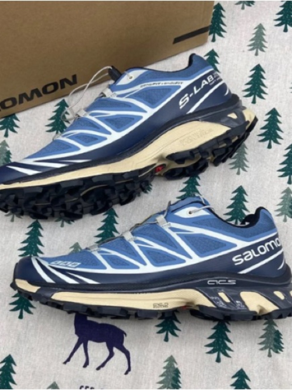 Salomon S-LAB Trail Shoes in Blue and Cream